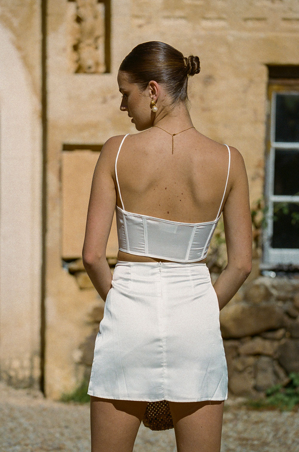 Exclusively Designed White Silky Parker Top with Tie Details
