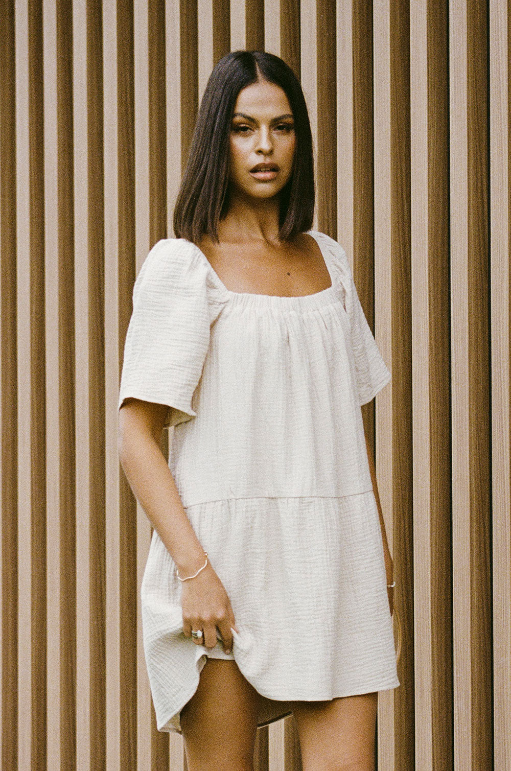 Sabo-Exclusive Natural Cotton Sandy-Hued Zima Vacation Dress