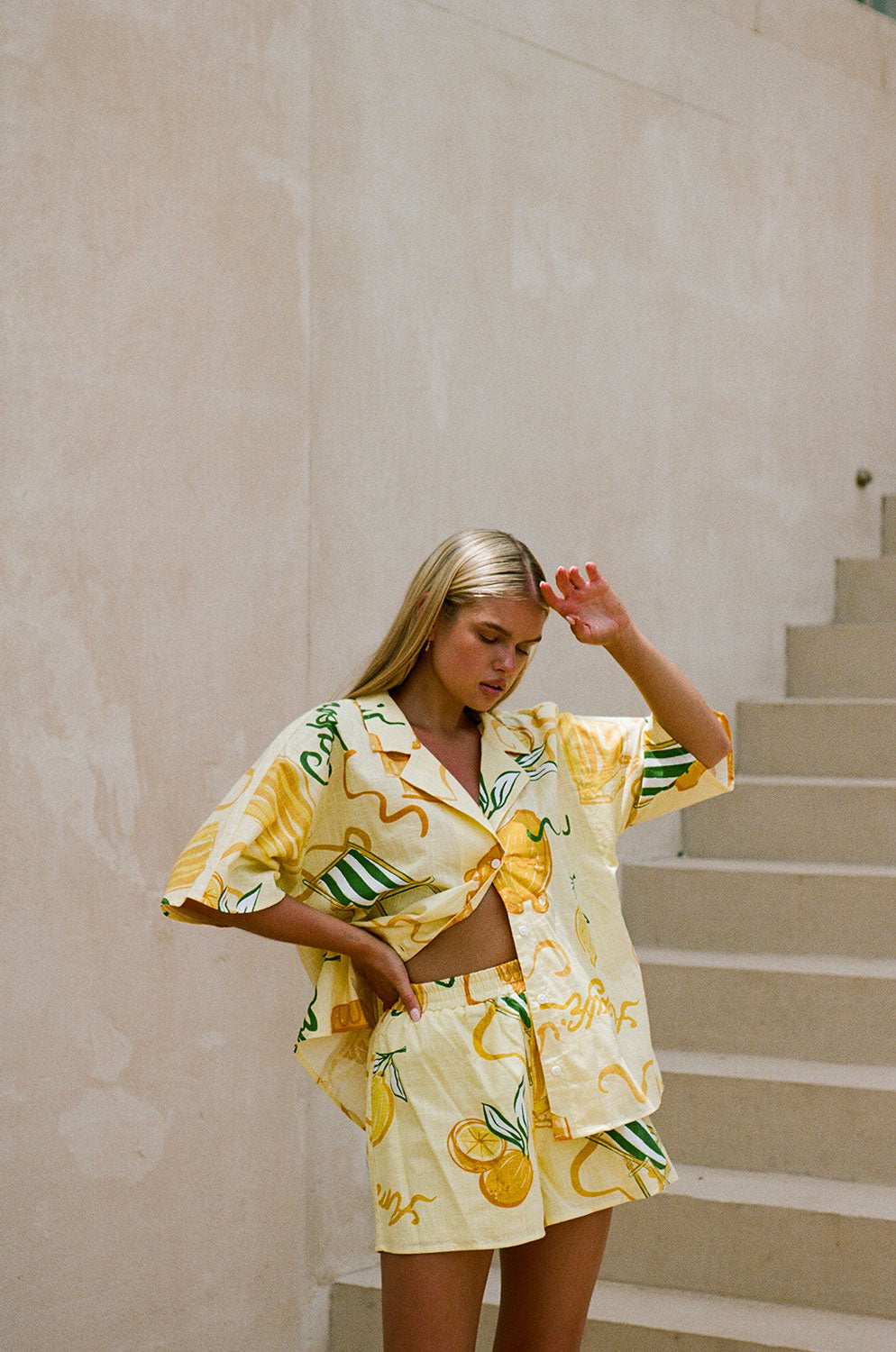 Sabo's Exclusive Amalfi Citrus Print Relaxed Resort-Style Seona Cotton Top