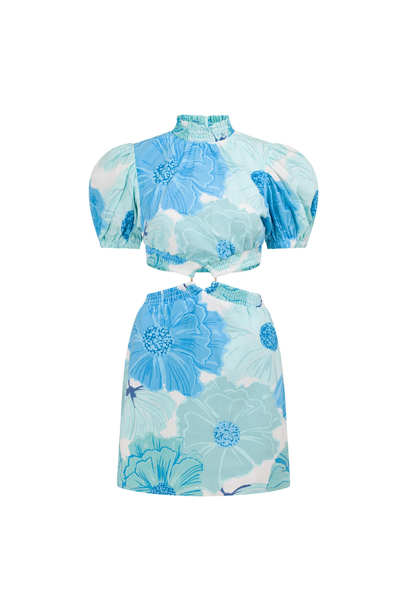 Chic Backless Cotton Umiko Dress with Exclusive Ocean Lily Print