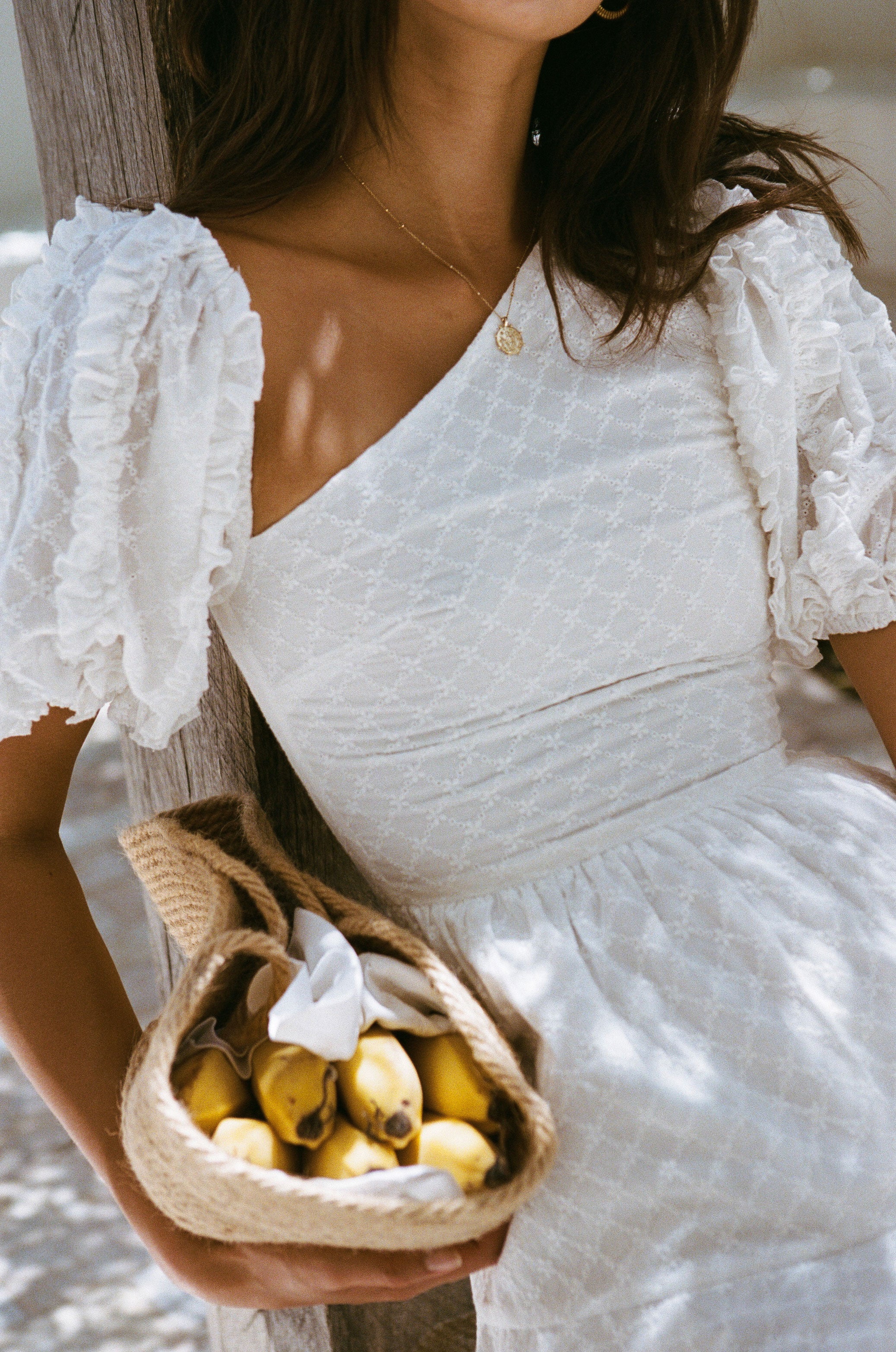 Elegant White Yaz Frill Dress with Puff Sleeves for Special Occasions