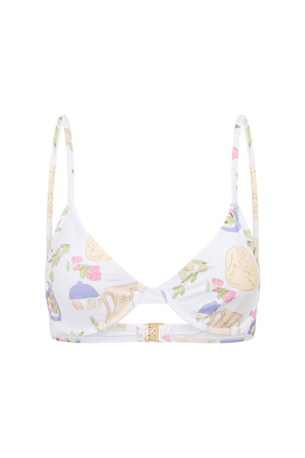 Exclusive Greece Print High - Quality Stretchy Rhodes Balconette Swim Top