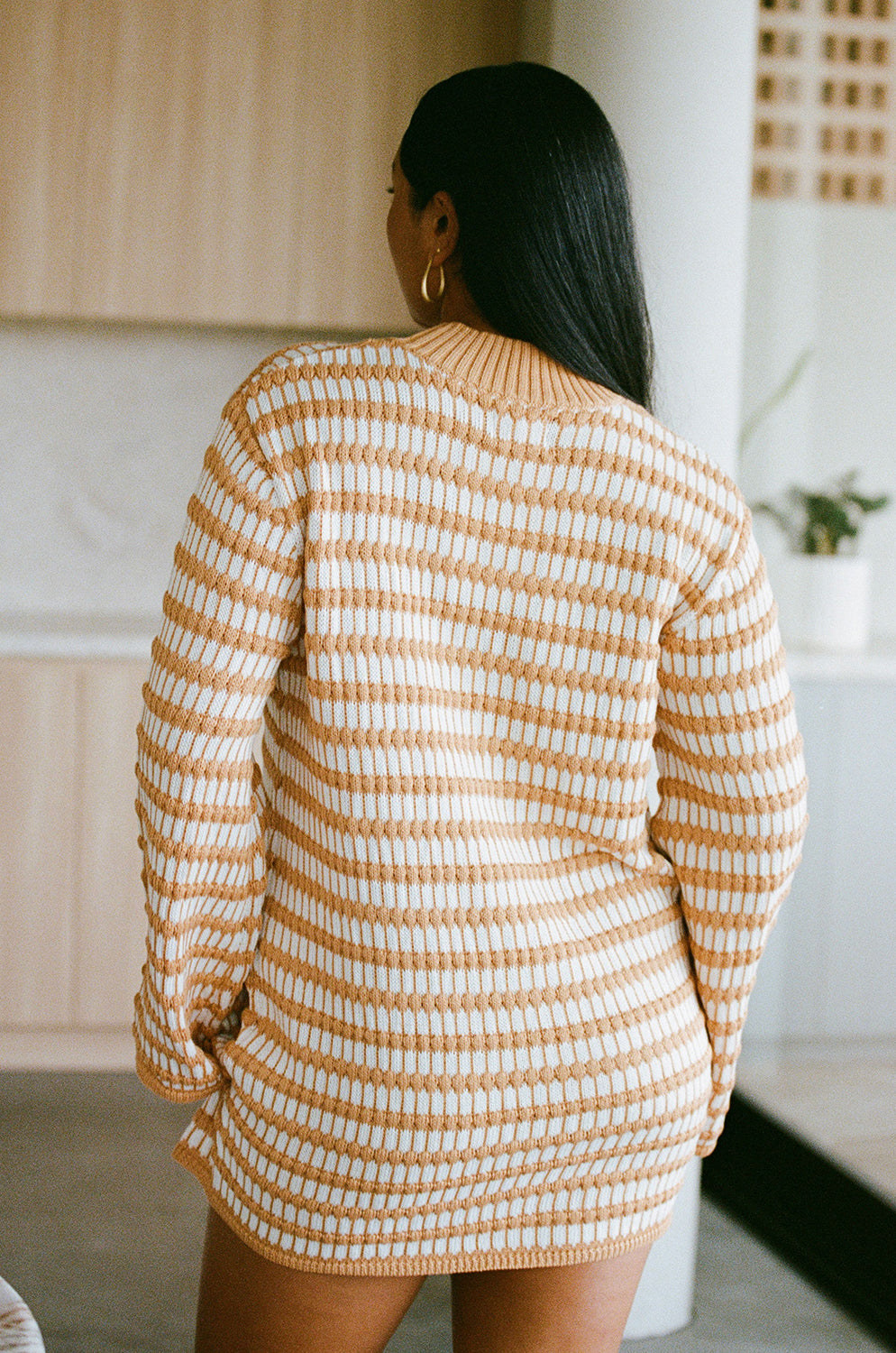 Stylish Morela Honey Stripe Knit Women's Dress - Sample for Size XS