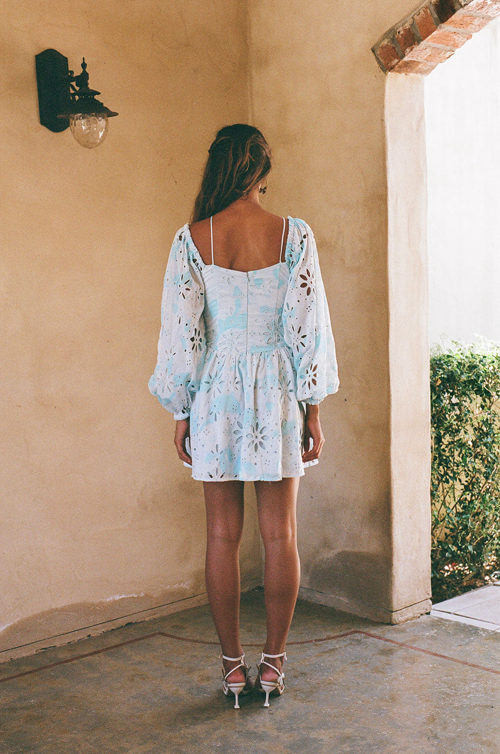 Exclusive Blue Smudged Bloom Print High - Quality Cotton Elysia Dress