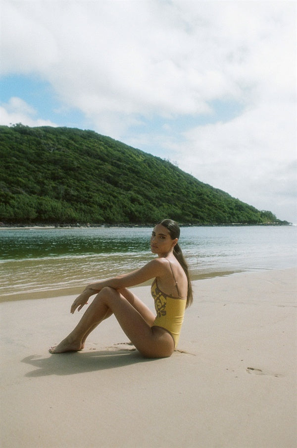 FT. Louisa San Andreas Mustard-Hued One-Piece Swimsuit
