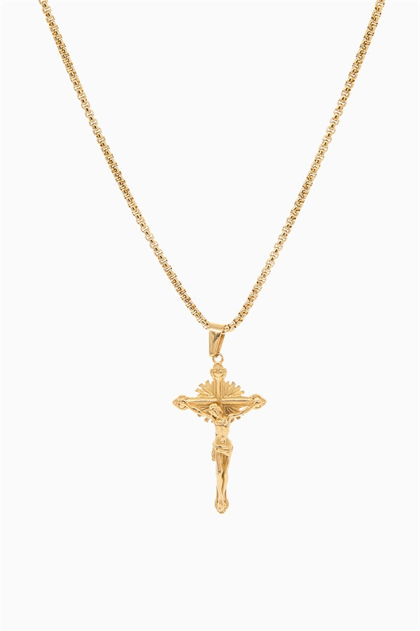 Gorgeous Gold-Toned Star Cross Pendant Necklace for Stylish Outfits