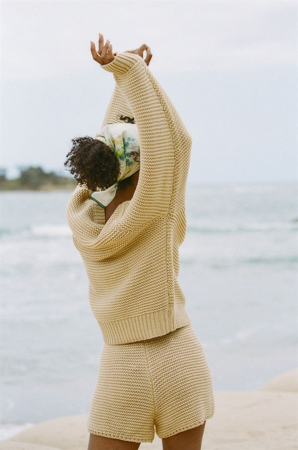 Tan Chunky Knit Noelle Women's Sweater for Cosy Wear