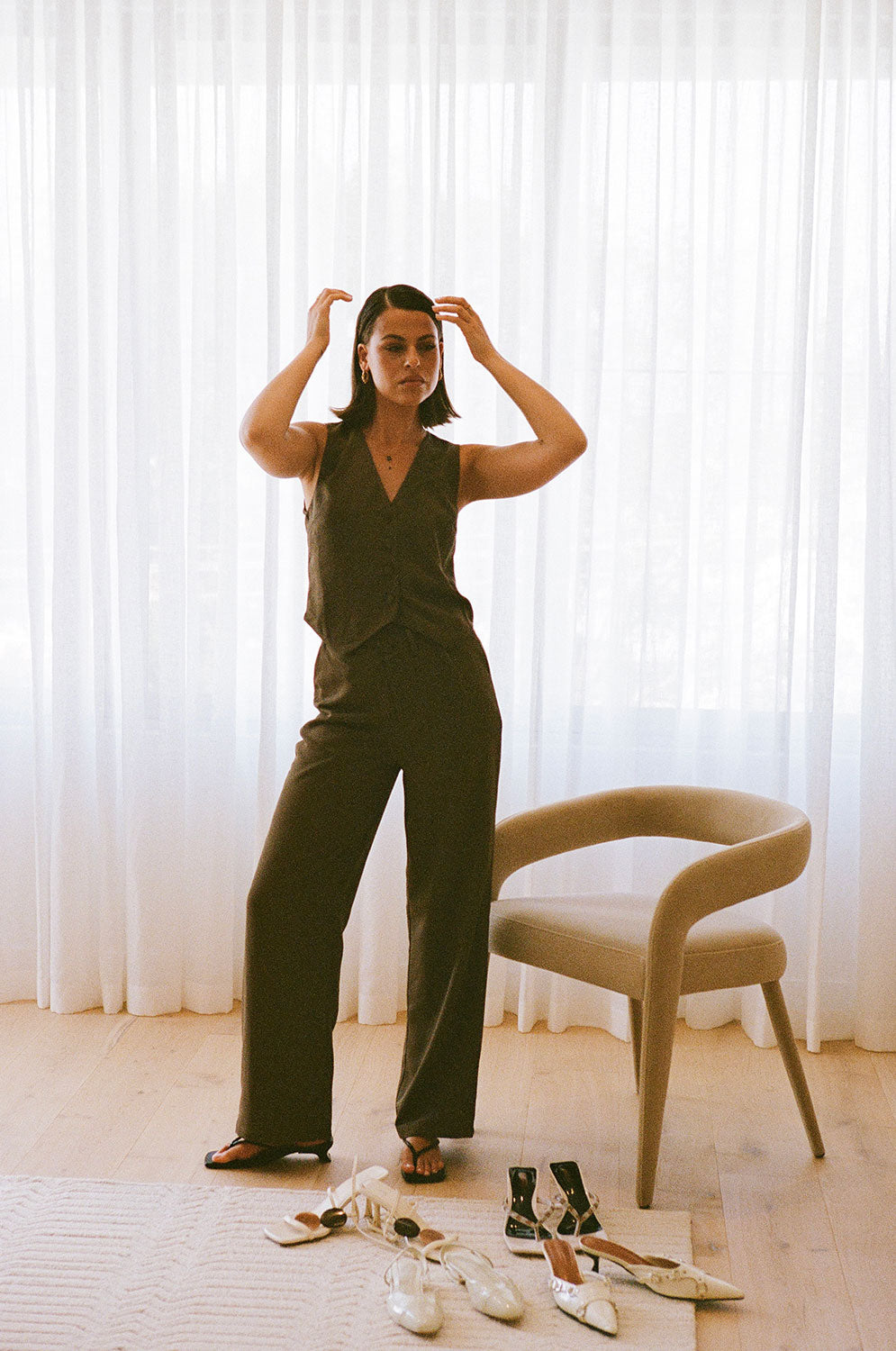 Chocolate - Colored Luxury Remi Suiting Pants for Fashionable Wear