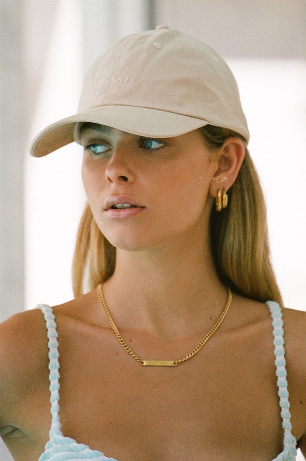 Beige SBO SKT Adjustable Dad-style Embroidered Cap