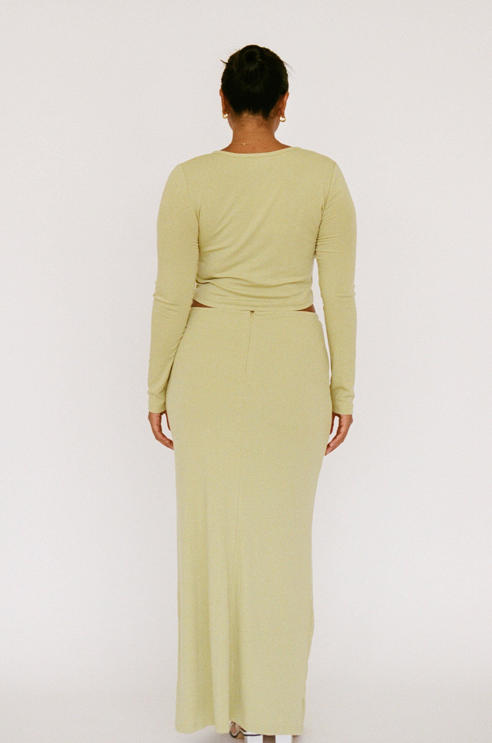 Exclusively Designed Creamy Green Soft Jersey High Waisted Sheniah Skirt