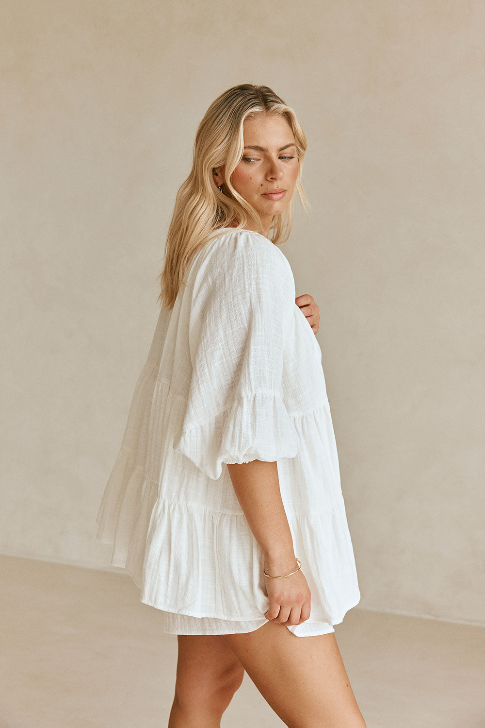 Super Cute and Comfortable White Natural Cotton Novalie Top