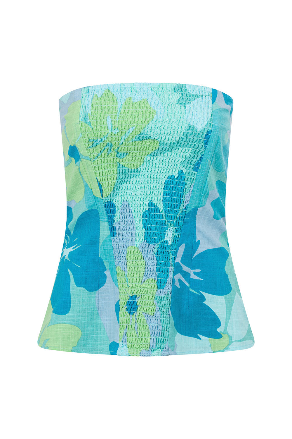 Exclusive Lyric Strapless Cotton Slub Top with Bold River Floral Print