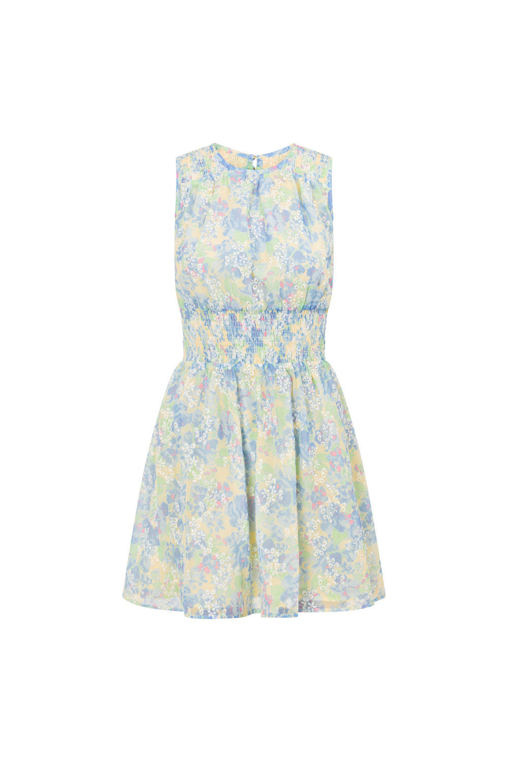 Exquisite Ever Blue Floral Printed Backless Mika Mini Dress