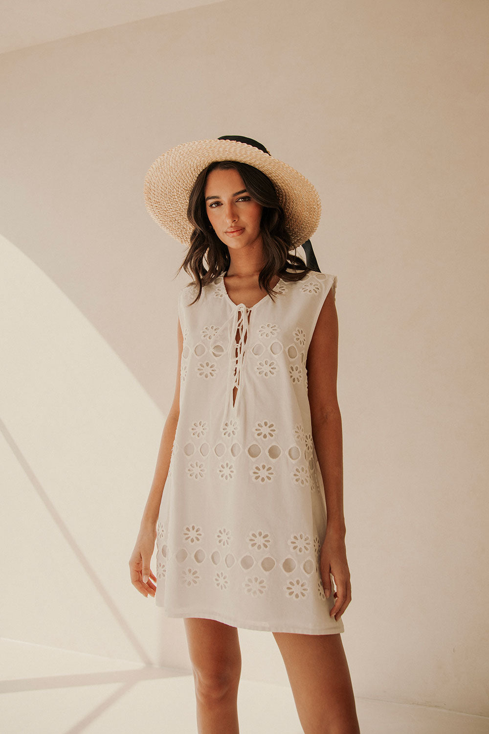 Summer Chic Aisha Cotton Broderie Shift Dress