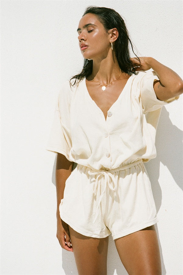 Cosy Lemon-Colored Harley Towelling Playsuit for Effortless Wear