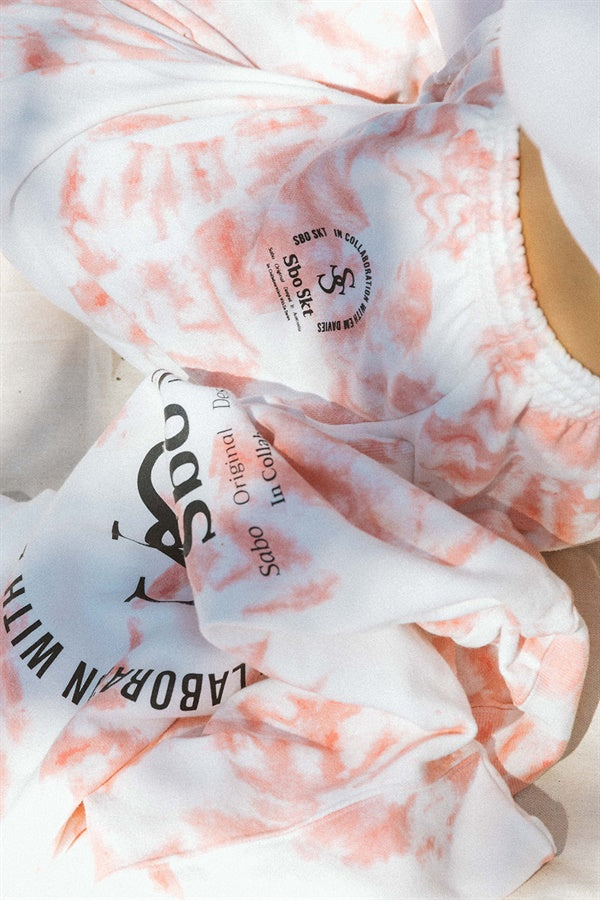 Exclusive Blush Tie Dye 1960 High Waisted Cotton Sweatpants by Sabo x Em Davies