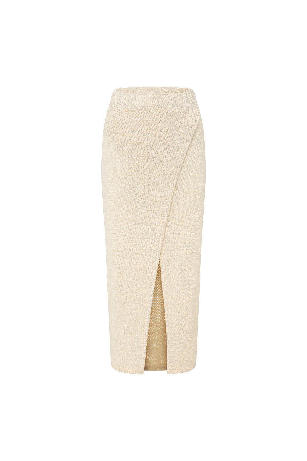 Soft Cream Loose Knit High Waisted Wrap Harley Skirt for Summer