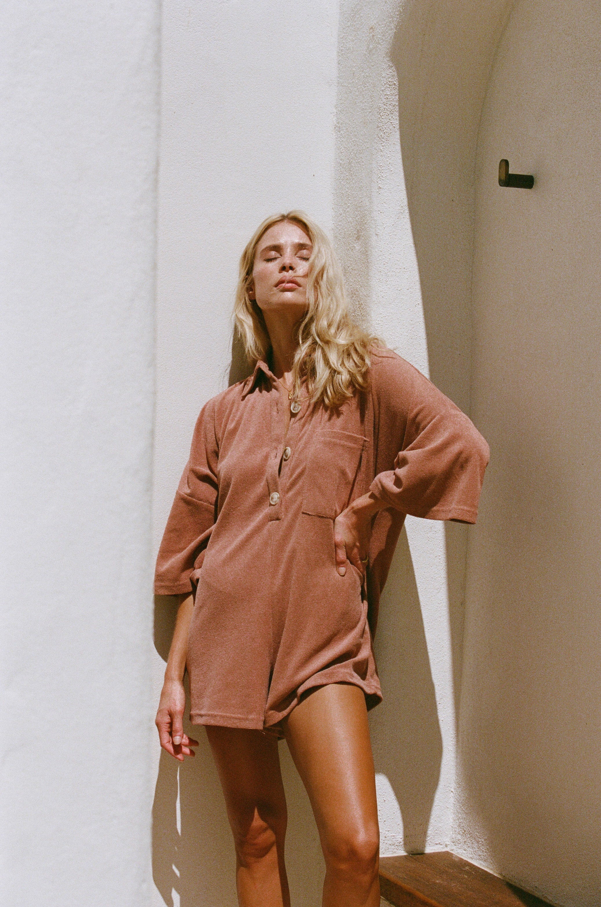 Sabo's Exclusive Milena Casual Playsuit in Toasted Biscotti Chocolate Color