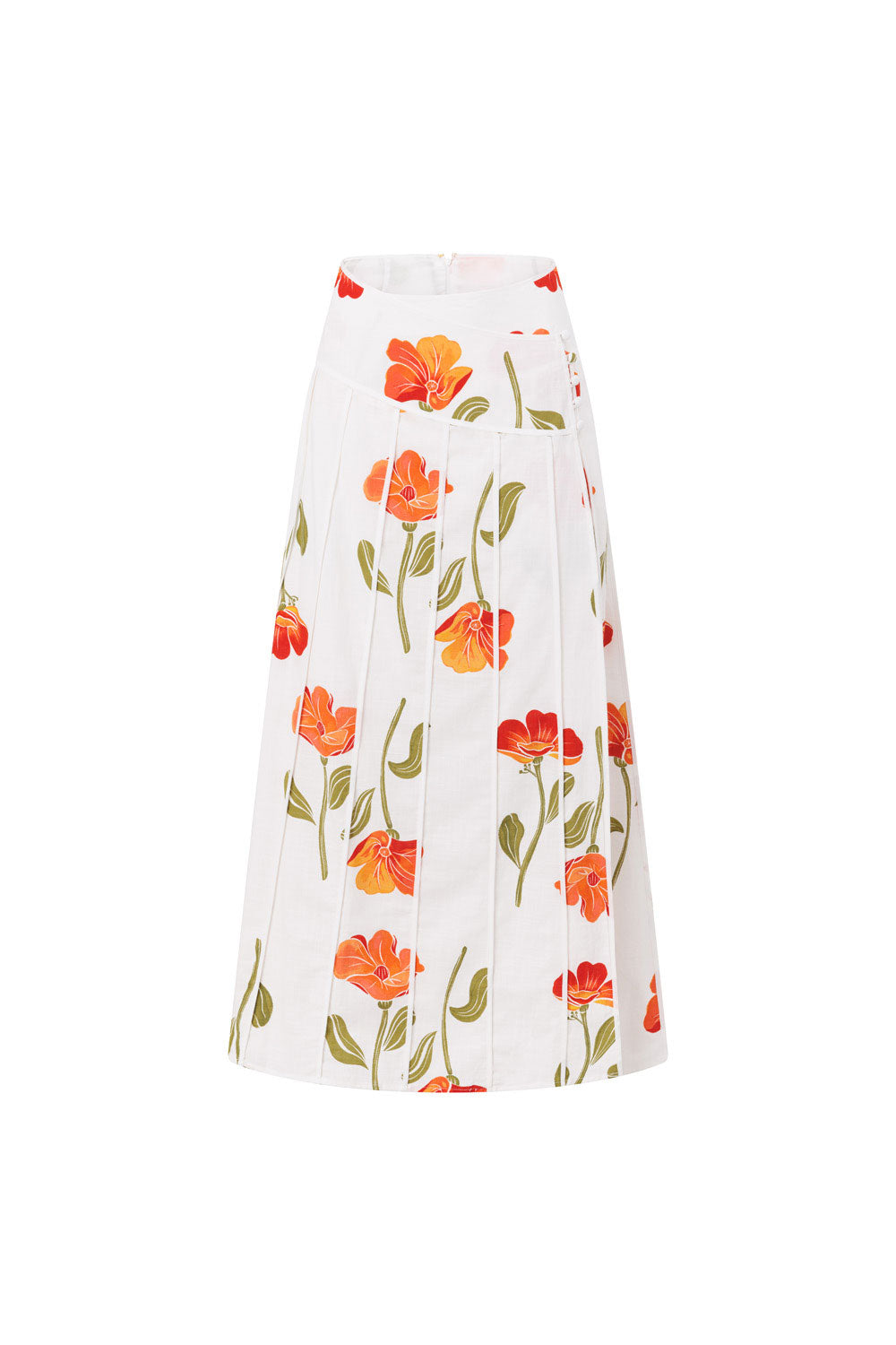 Stylish Estelle Poppy Print High - Waisted Cotton Slub Maxi Skirt