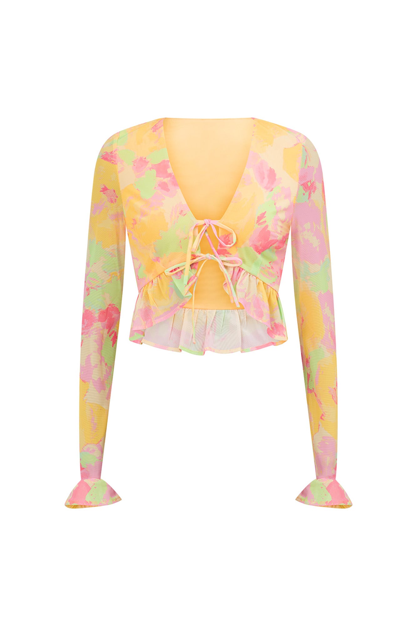 Exquisite Khara Frill Top with Water Lilies Print