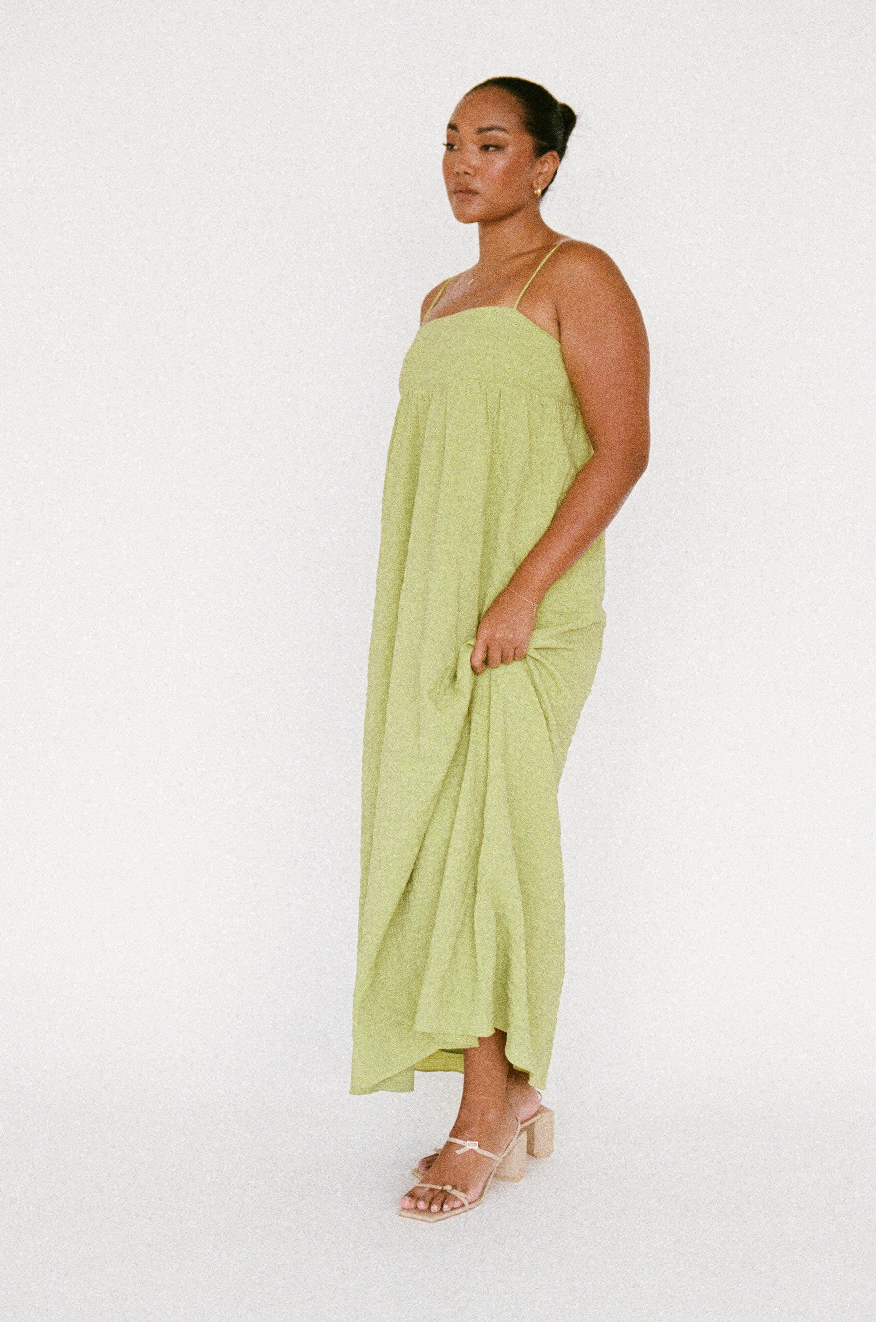 Exclusive Sabo Designed Green Azaria Women's Midi Dress