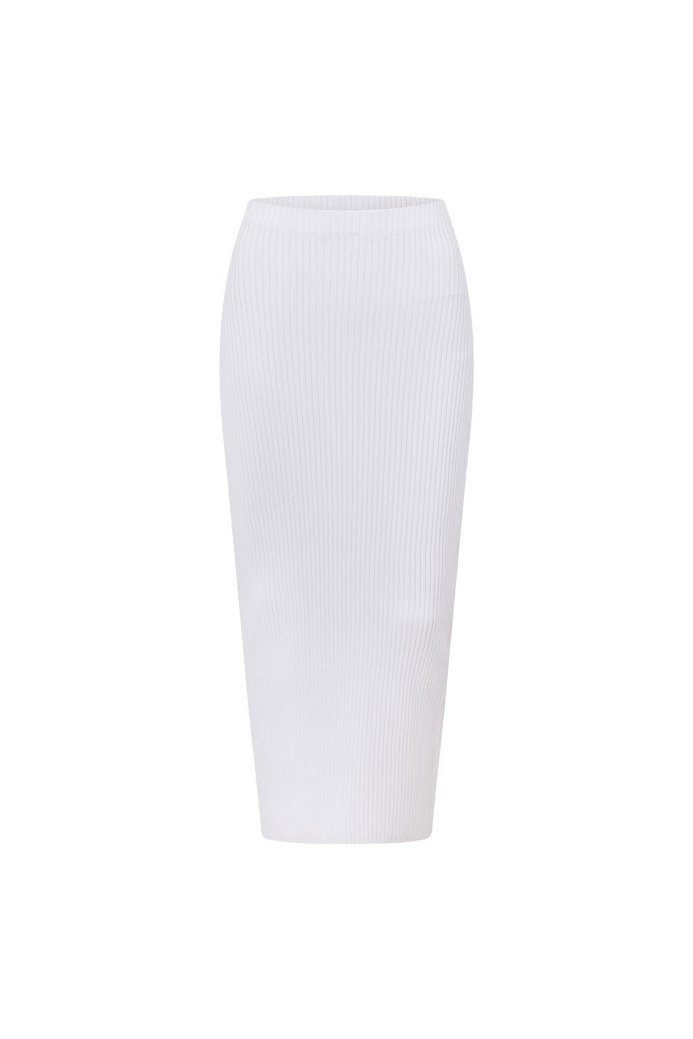 Elegant White Ribbed Knit Nolana Midi Skirt for Fashionable Women