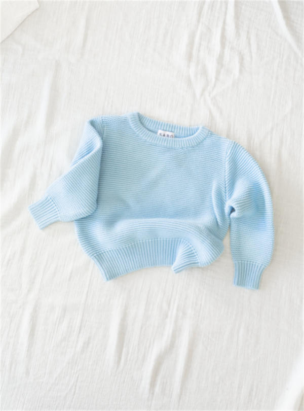 Azure Blue Soft Cotton Mini Knit Women's Top