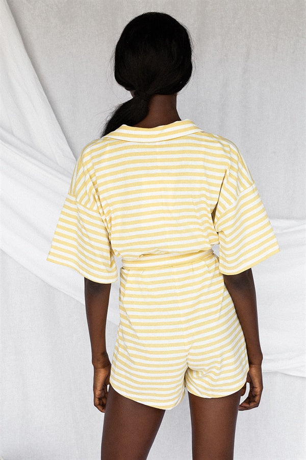 Stylish Yellow Comfy Striped Playsuit - A Unique Fashion Piece