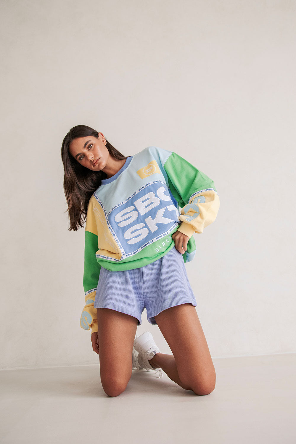 Uni - sex Oversized Vintage Hourglass Sweater in Blue, Yellow and Green