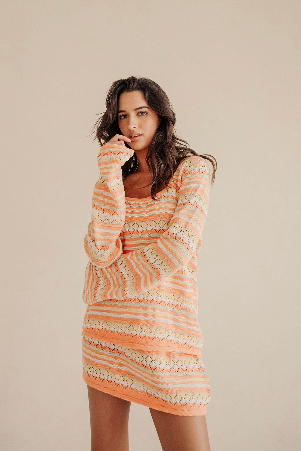 Stylish Women's Alaiya Orange Knit Top for Trans - Seasonal Wear