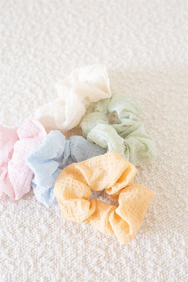 Pastel Hue Raw Lightweight Fabric Miki Hair Scrunchie