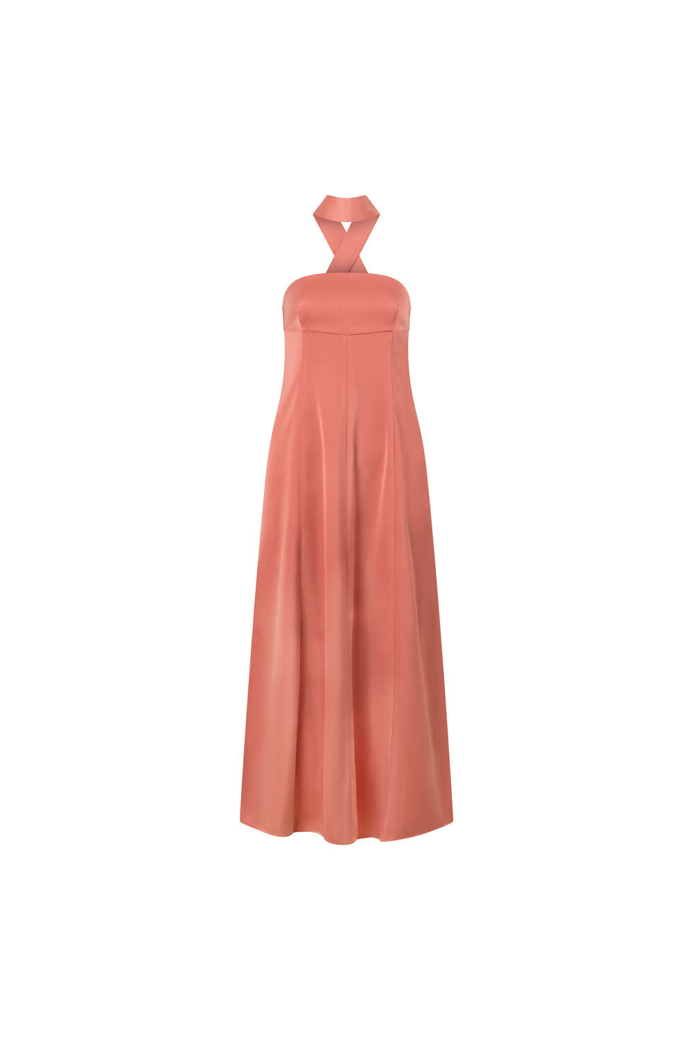 Coral Matte Silky Jianna Maxi Dress for Formal Events and Bridesmaids