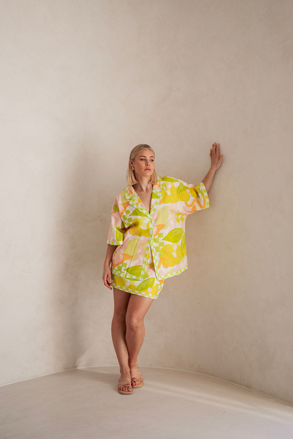 Elegant Elli Top with Checker Floral Design