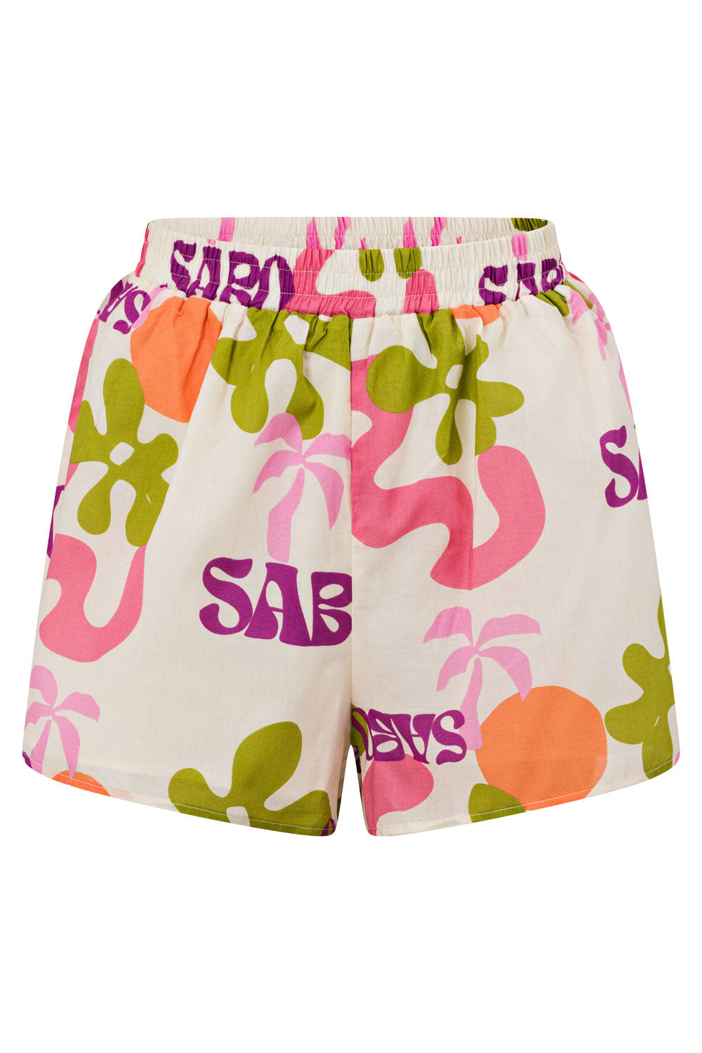 Exclusive Tropical Print High-Waisted Seona Cotton Voile Shorts for Summer