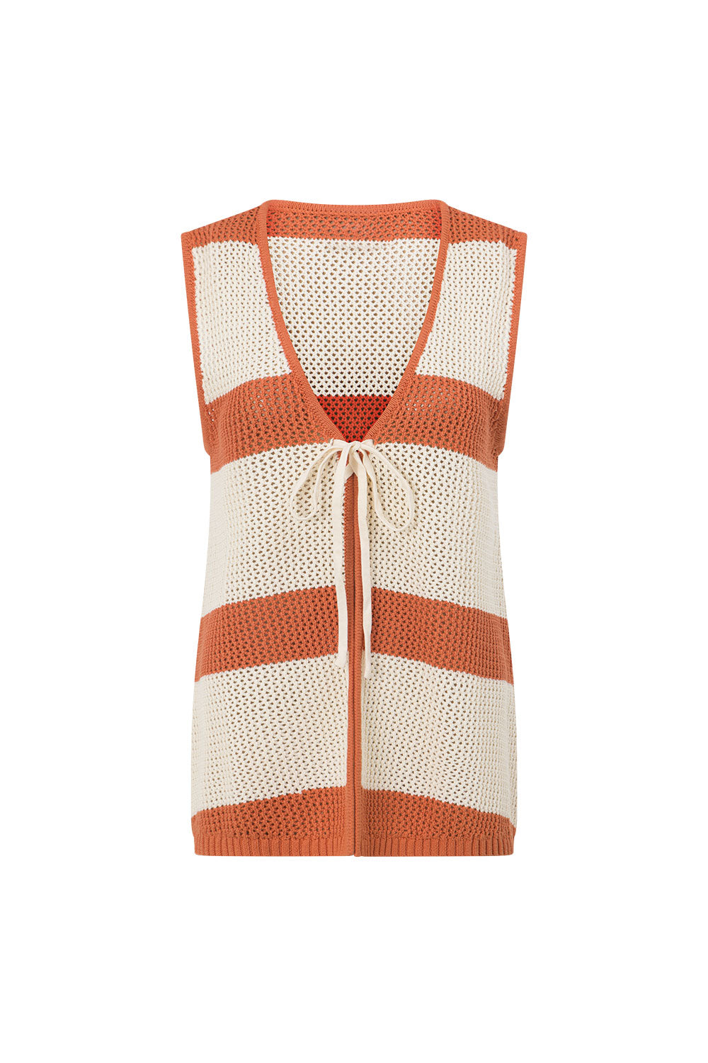 Exclusive Sabo Designed Cream and Burnt Orange Loose Cotton Knit Women's Nantes Top
