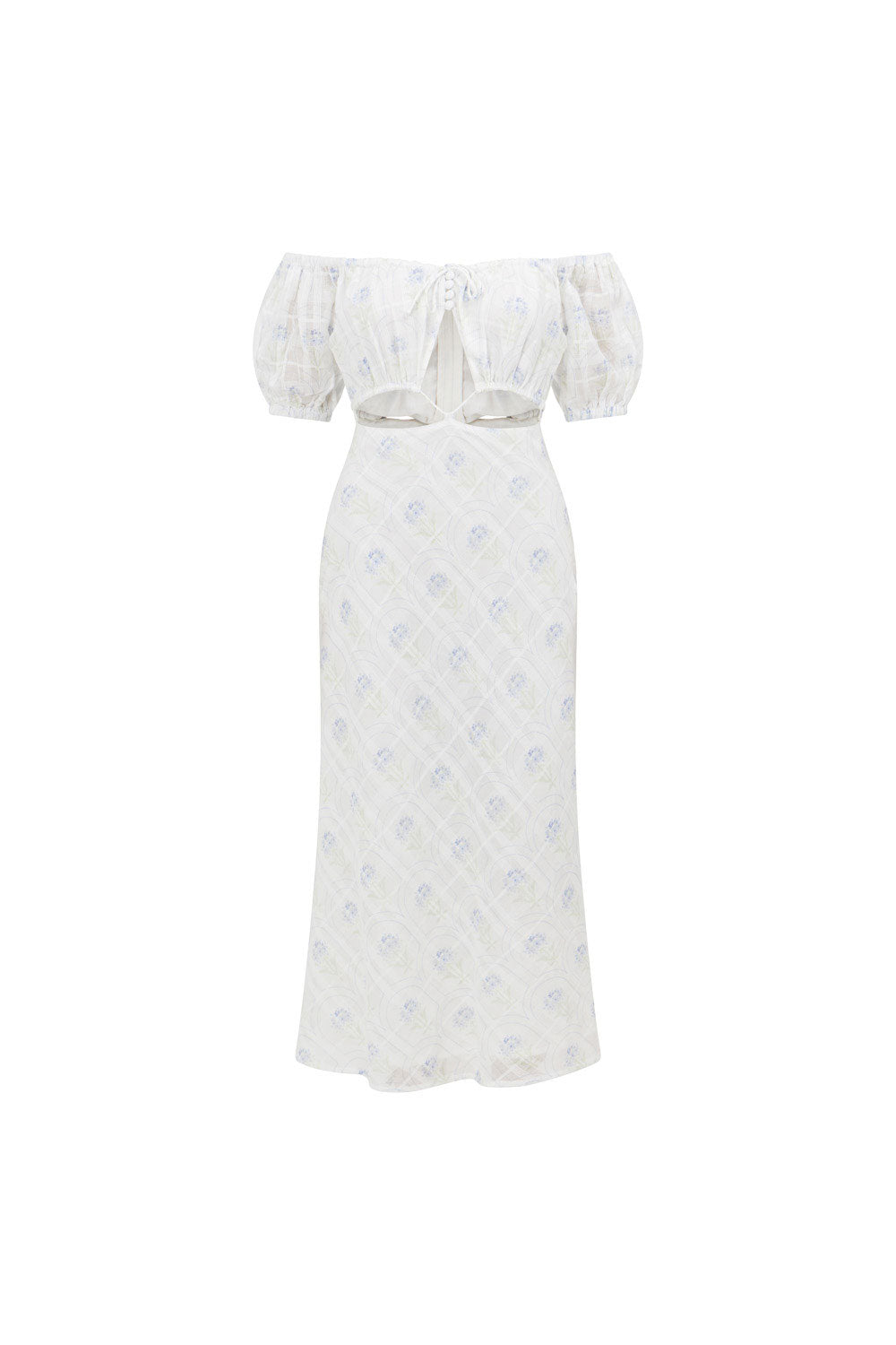 Exquisite Natural Cotton Dahli Dress with Dainty Bouquet Print