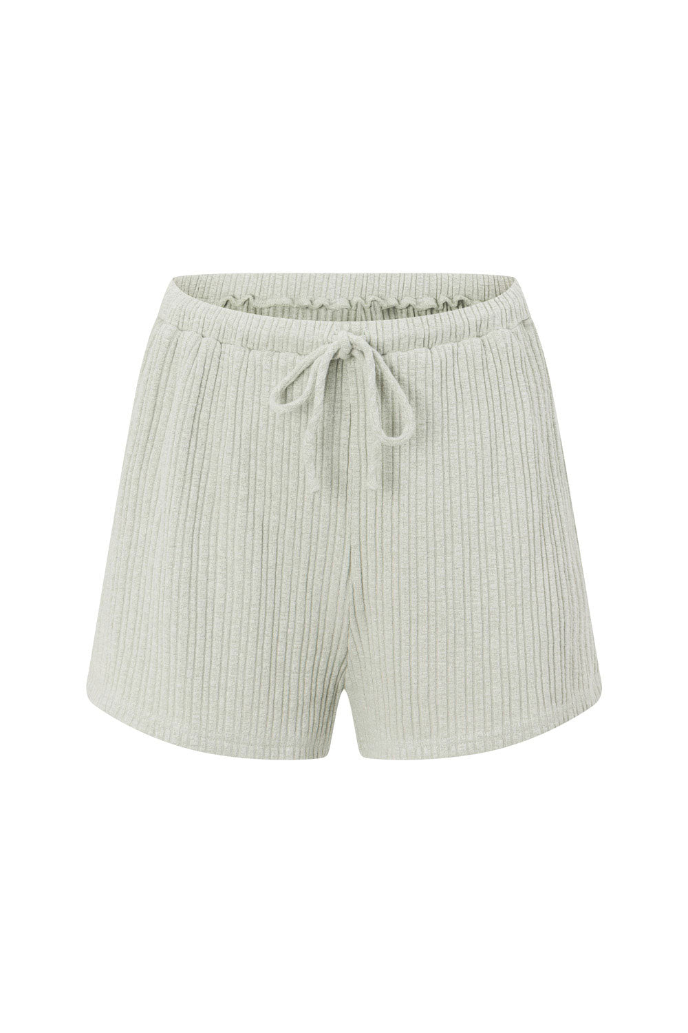 Sage Hue Soft Ribbed High Waisted Zahlia Shorts by Sabo
