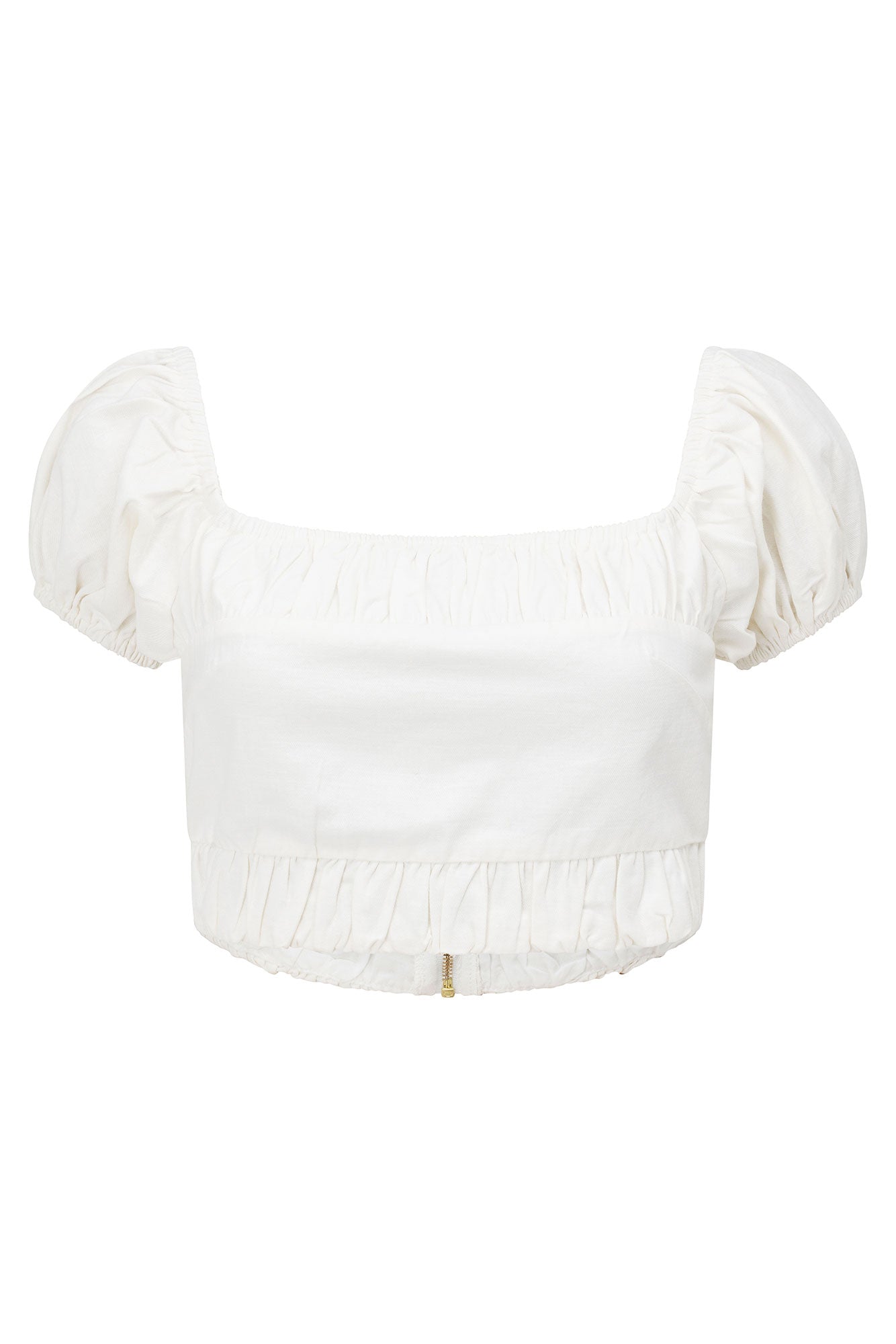 Exclusive Sabo Designed White Natural Cotton Cropped Dahana Top