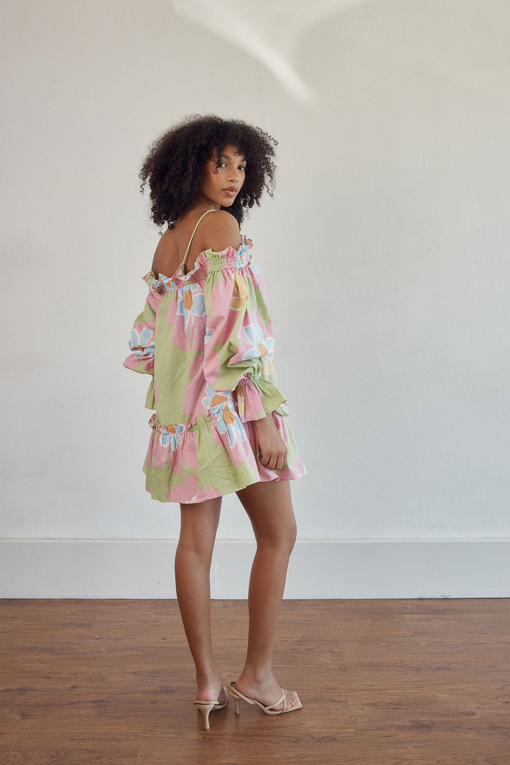 Holiday-Ready Blair Cotton Puff Dress with Exclusive Hana Green Print