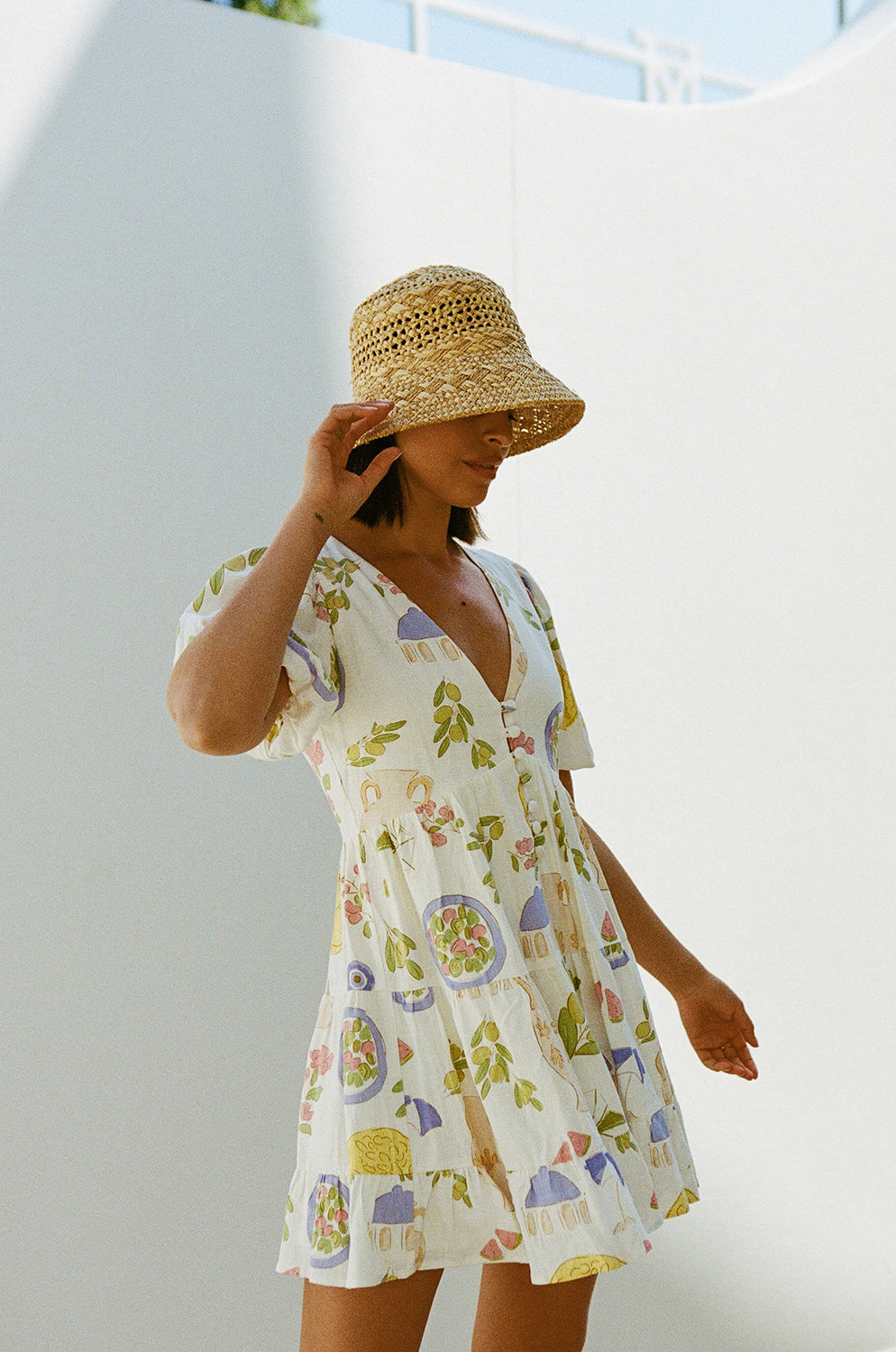 Sabo's Exclusive Greek Print Mya Summer Dress for a Charming Vacation Look