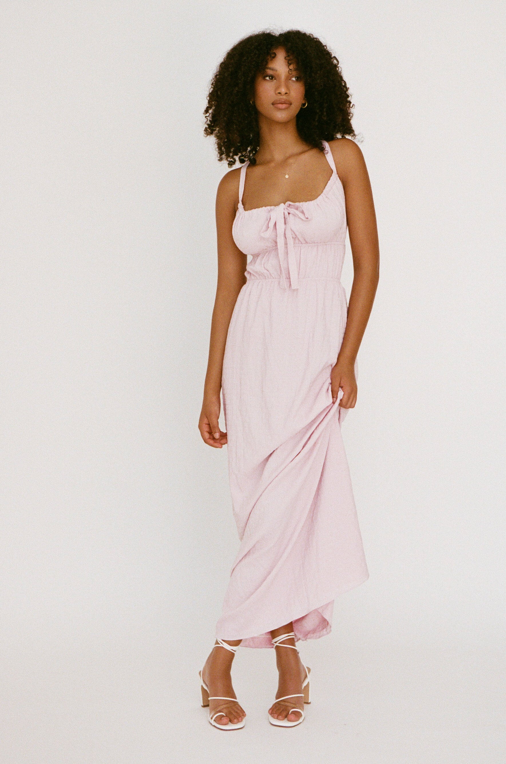 Pink Lightweight Backless Strappy Nadene Dress for Femininity