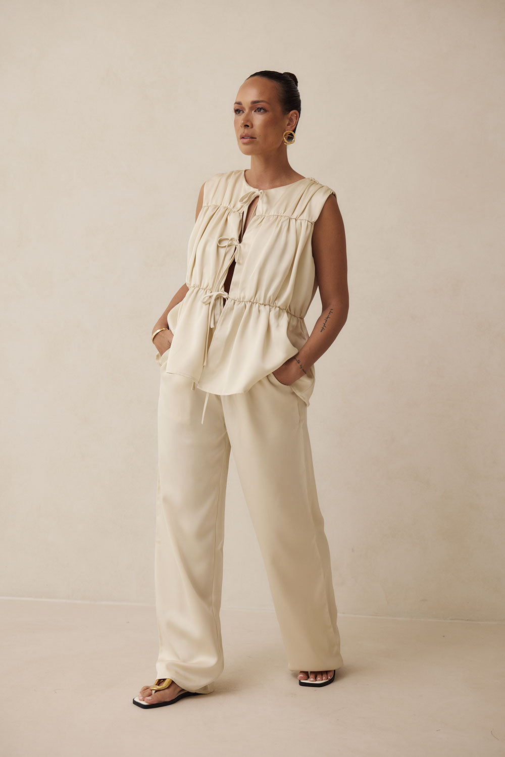 Soft Beige Women's Maternity and Postpartum Juliette Pants