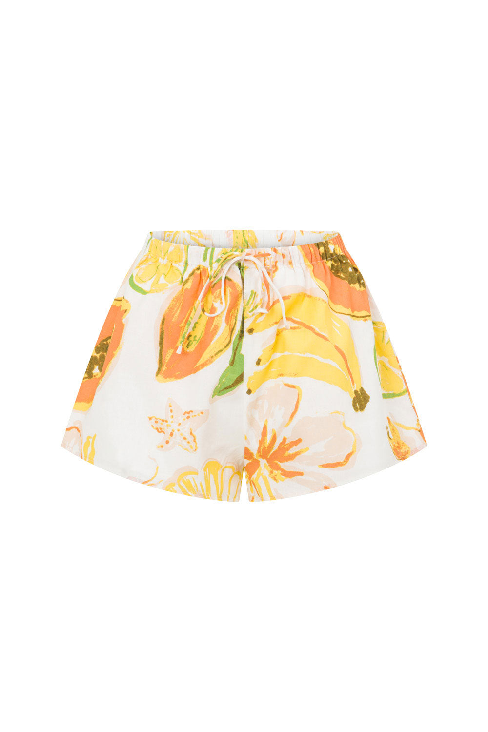 Sabo's Exclusive Seaview Peachy Print High - Quality Linen Cotton Blend Jetta Shorts