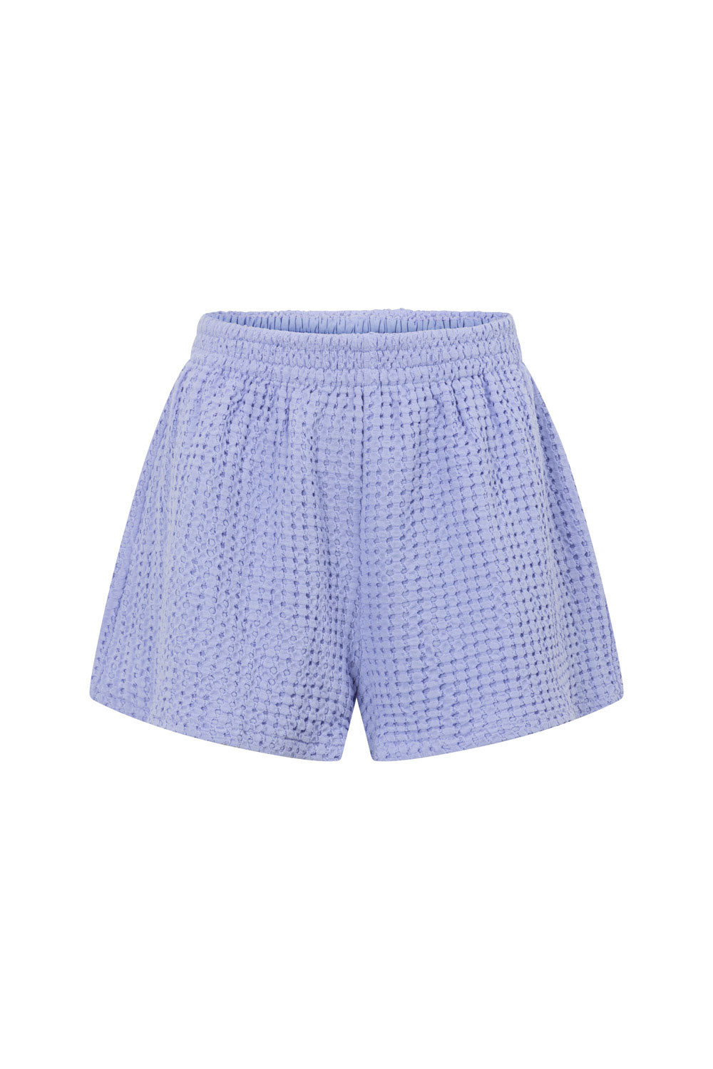 Stunning Blue Textured Natural Cotton High Waisted Kara Shorts