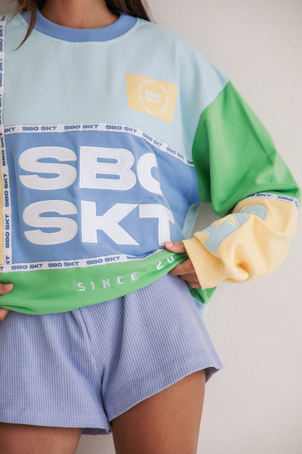 Uni - sex Oversized Vintage Hourglass Sweater in Blue, Yellow and Green