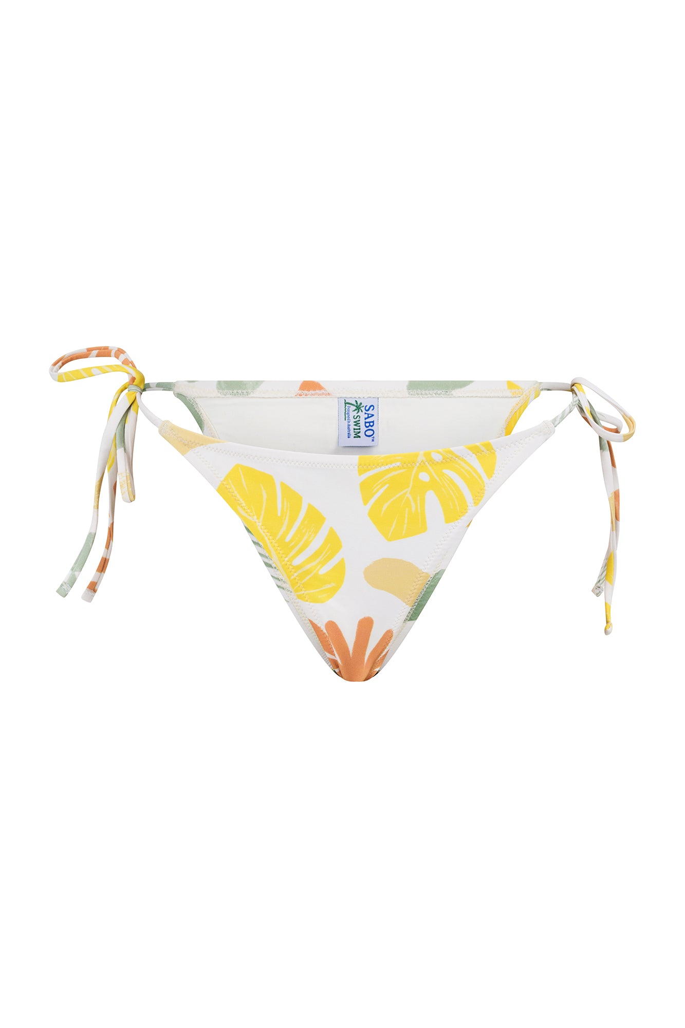 High - quality Stretch Sabo Desert Leaf Print Shore Tie - side Micro Swim Bottom