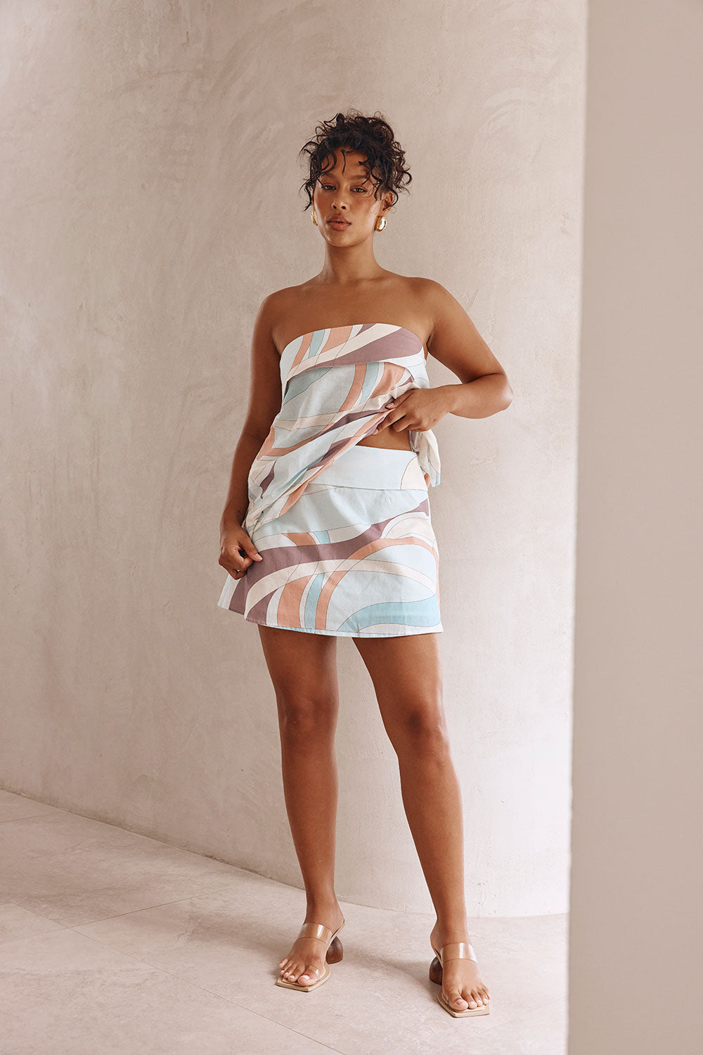 High - Quality Halcyon Print Ria Mini Skirt from She is Venus Collection
