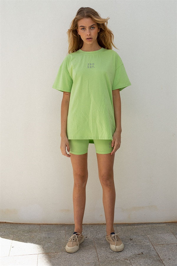 Stylish Green Cotton High - Waisted Jamie Bike Shorts