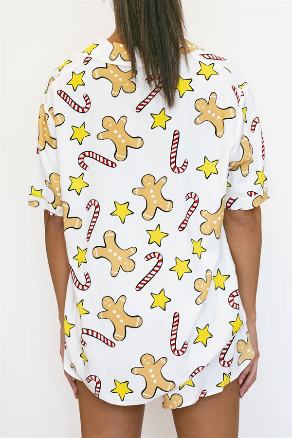 Christmas Gingerbread Themed Pajama Set for a Festive Holiday