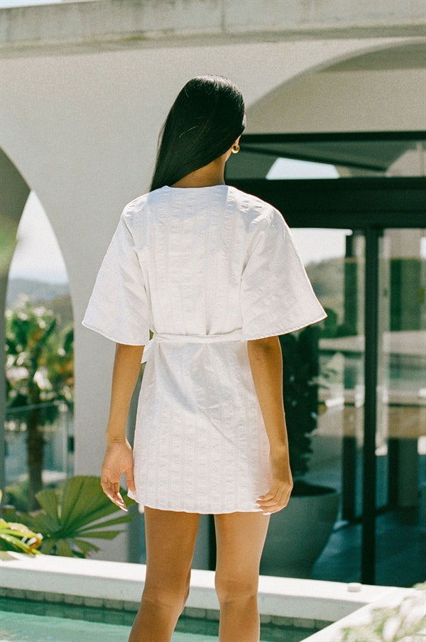 Sabo's Exclusive Presley Cotton Seersucker Wrap Dress for Vacation